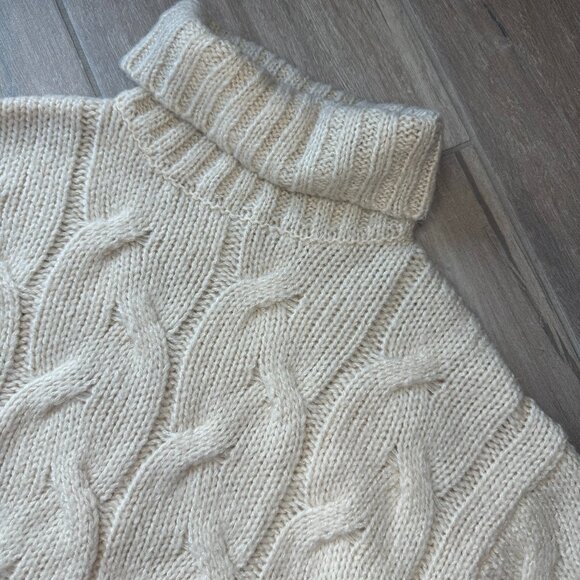 ZARA Kids Fancy Collection Kids Cable Knit Turtleneck Sweater Cream 9 Years Old - Picture 4 of 5